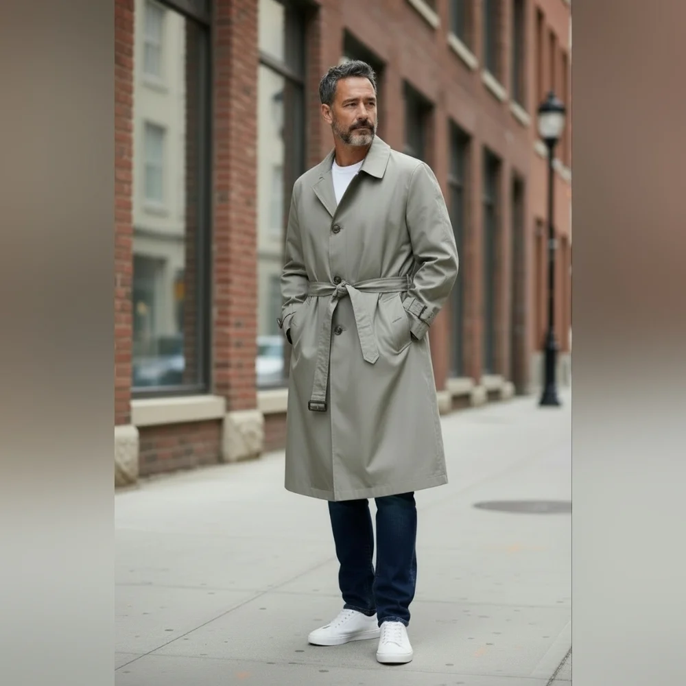 Lauren RL Vintage Trench Coat Mens 44 Long Khaki, RN76926 Made In Vietnam